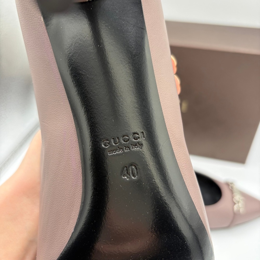 Gucci Leather Pointed Toe‎ Heels Horsebit AUTH COA Mauve Pink Women 40 9.5 - Picture 12 of 12